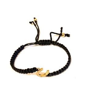 Black Drawstring Good Luck Horseshoe Bracelet
